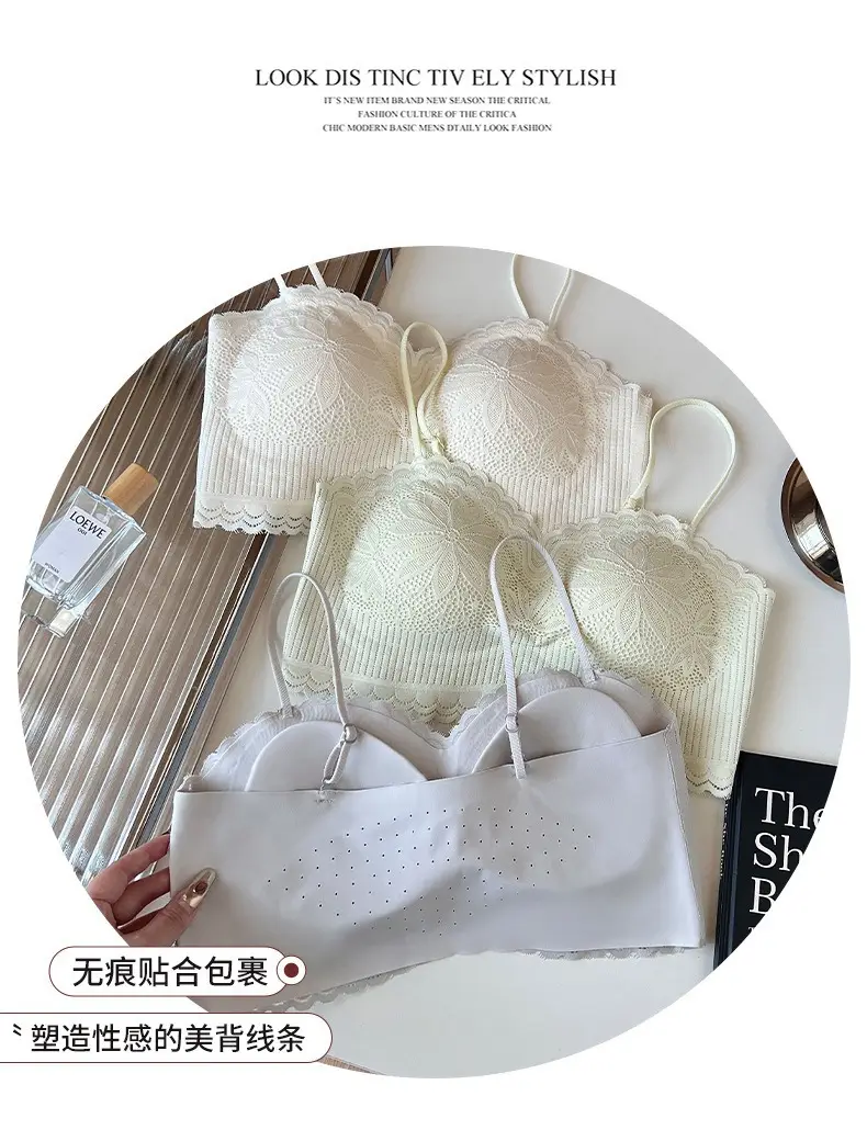 White Lace Strap Chest Bra Vest Anti-Walking Small — feature 12
