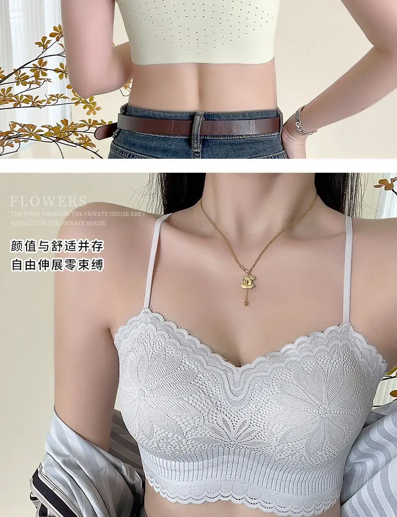 White Lace Strap Chest Bra Vest Anti-Walking Small — feature 19