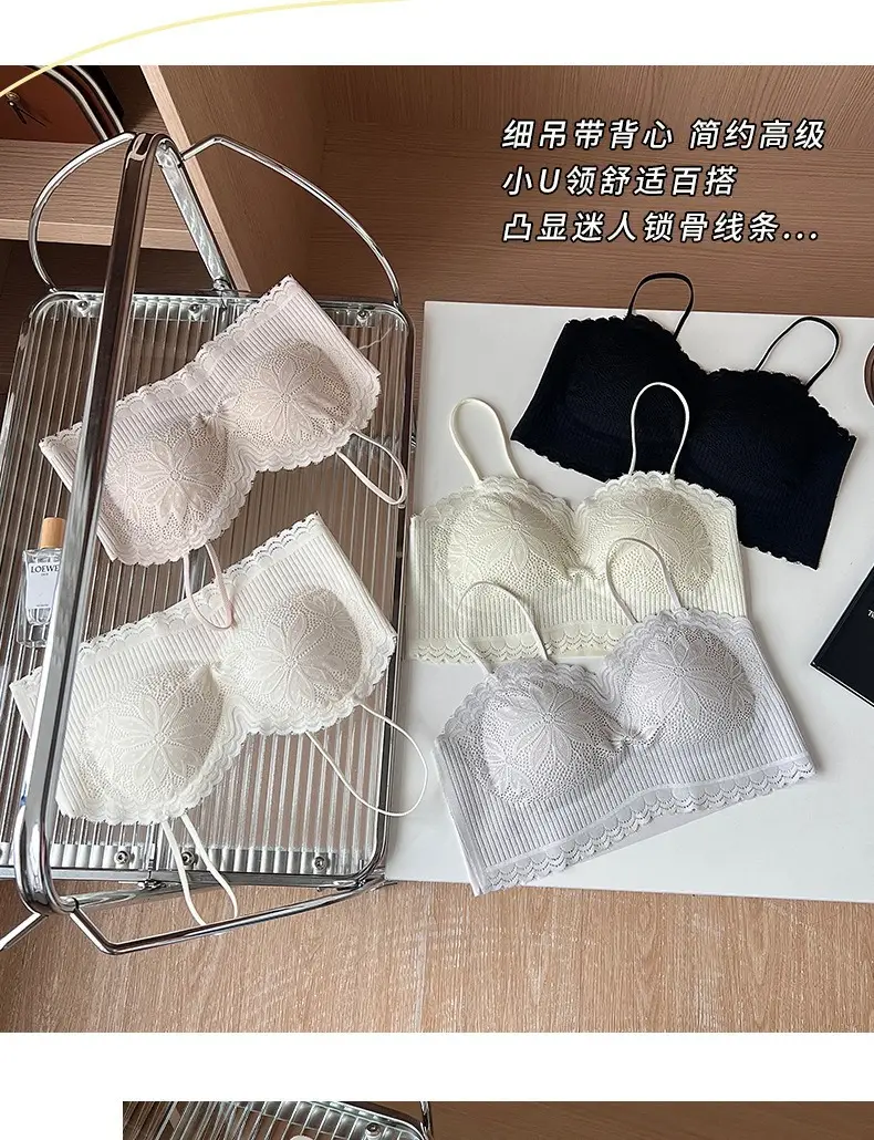 White Lace Strap Chest Bra Vest Anti-Walking Small — feature 22