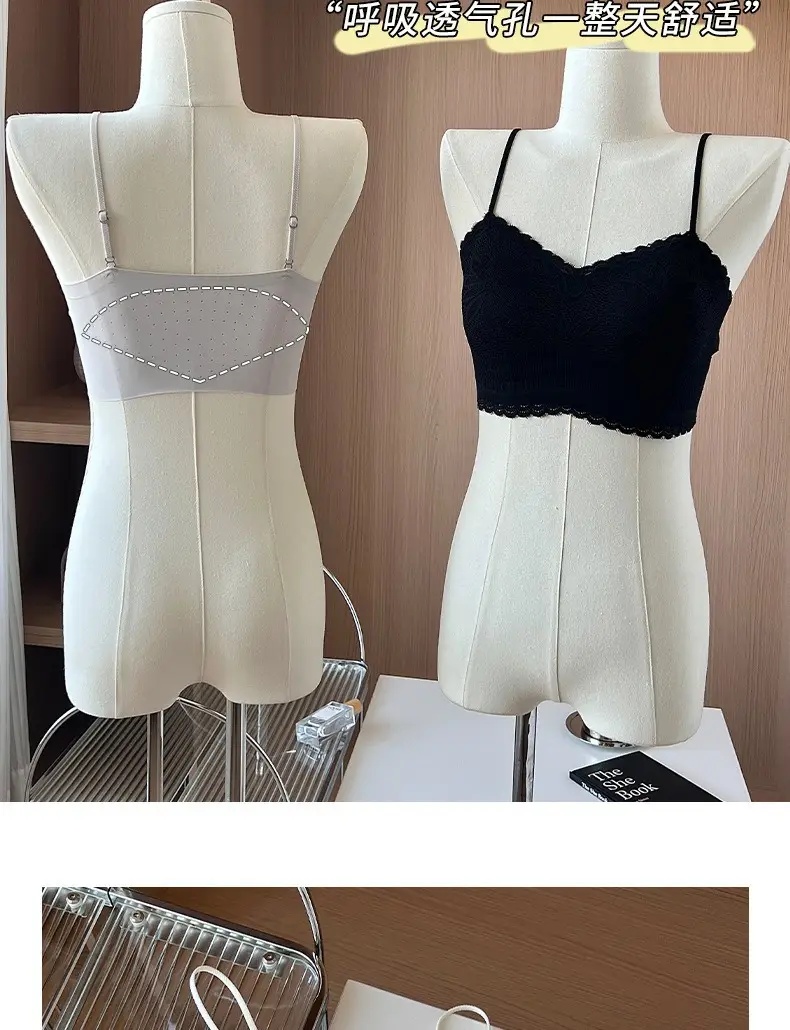 White Lace Strap Chest Bra Vest Anti-Walking Small — feature 8