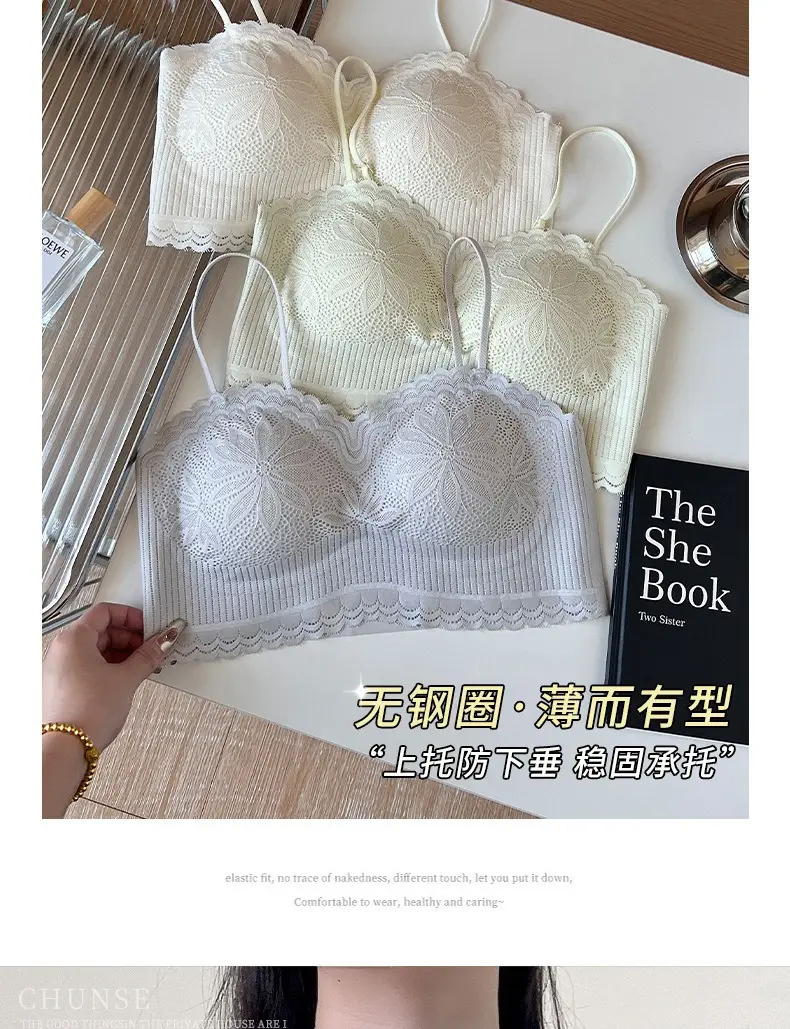 White Lace Strap Chest Bra Vest Anti-Walking Small — feature 9