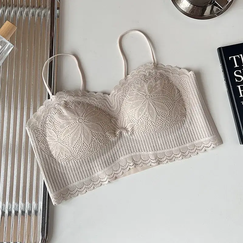 White Lace Strap Chest Bra Vest Anti-Walking Small - Image 2