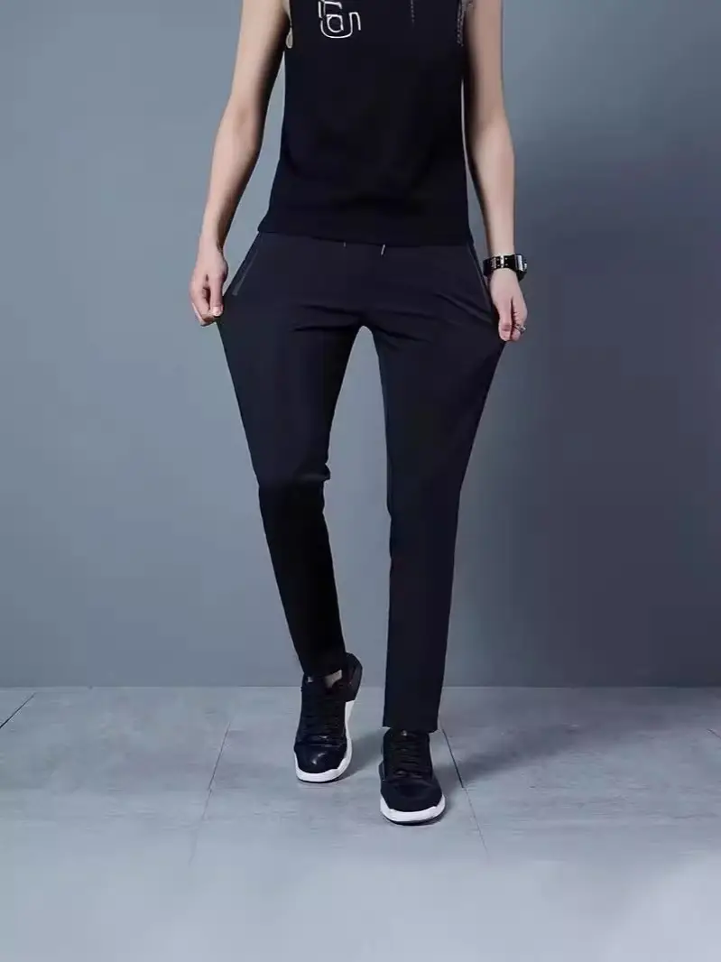 Men Grey Loose Straight Casual Trousers Spring Autumn - Image 6