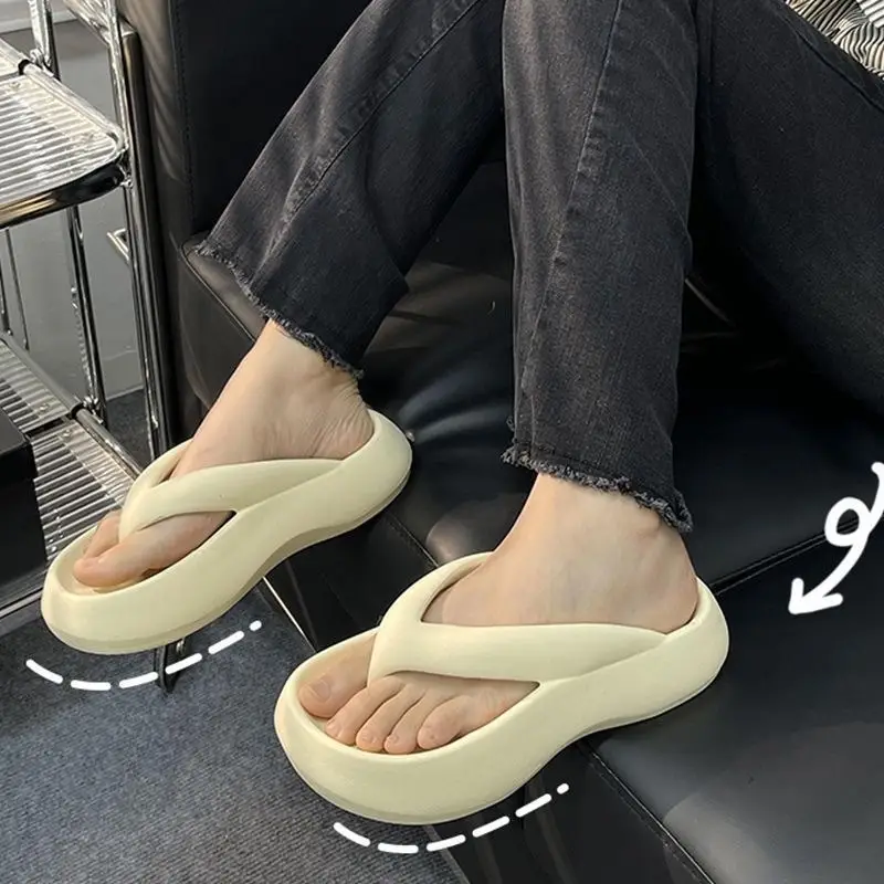 Thick-soled flip-flops ladies summer 2024 new shit-feeling non-slip flip-flops beach slippers women summer wear wholesale - Image 5
