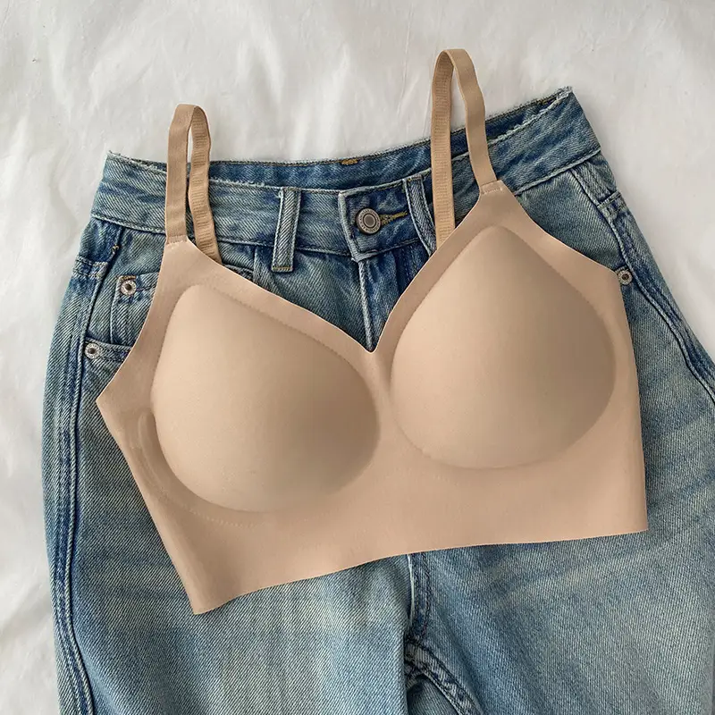 Invisible Intransparent Underwear Traceless Women's Non-rimless Push-up Vest Sports Bra No-size Beautiful Back Bra Summer