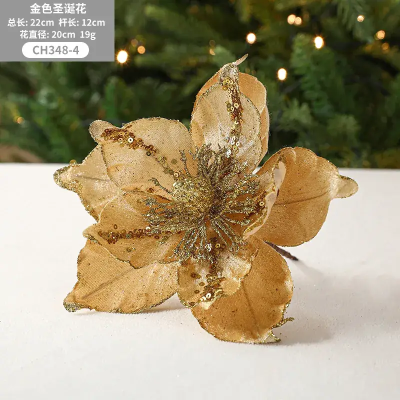 22cm White Christmas Flower Artificial Decoration - Image 8