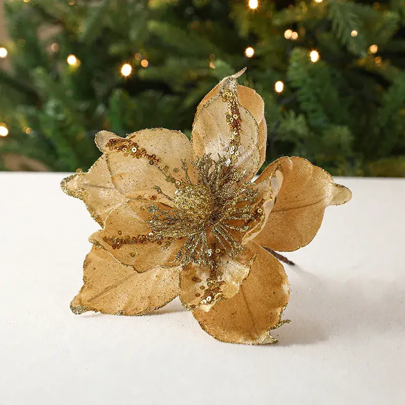 22cm White Christmas Flower Artificial Decoration - Image 9