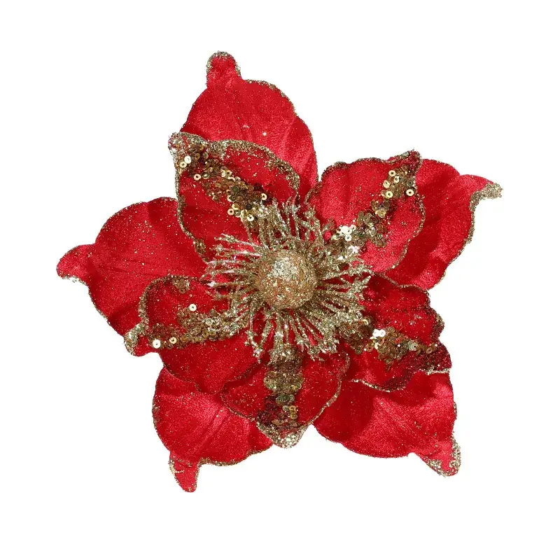 22cm White Christmas Flower Artificial Decoration - Image 10
