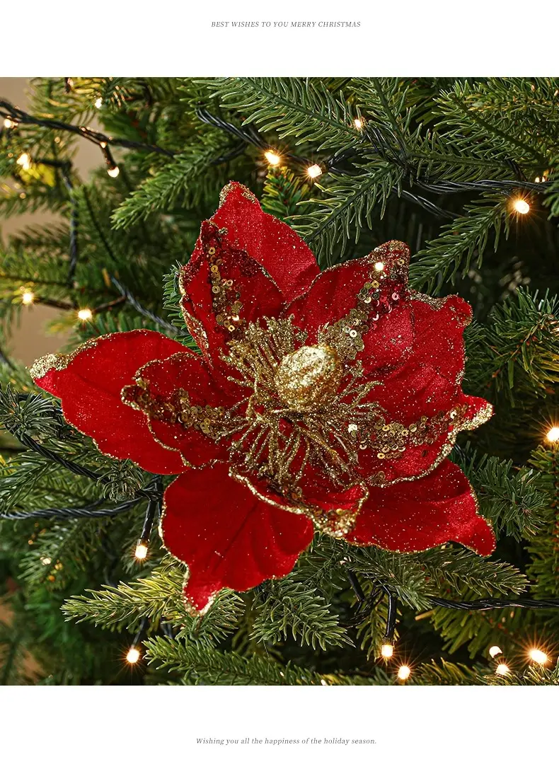 22cm White Christmas Flower Artificial Decoration — feature 5