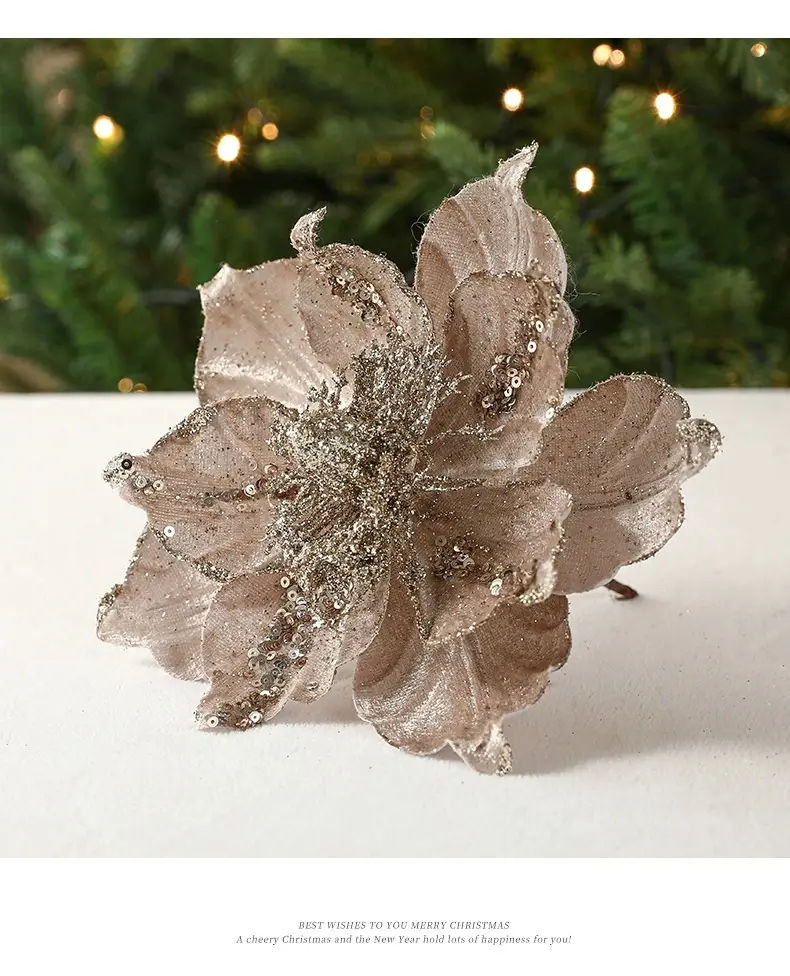 22cm White Christmas Flower Artificial Decoration — feature 6
