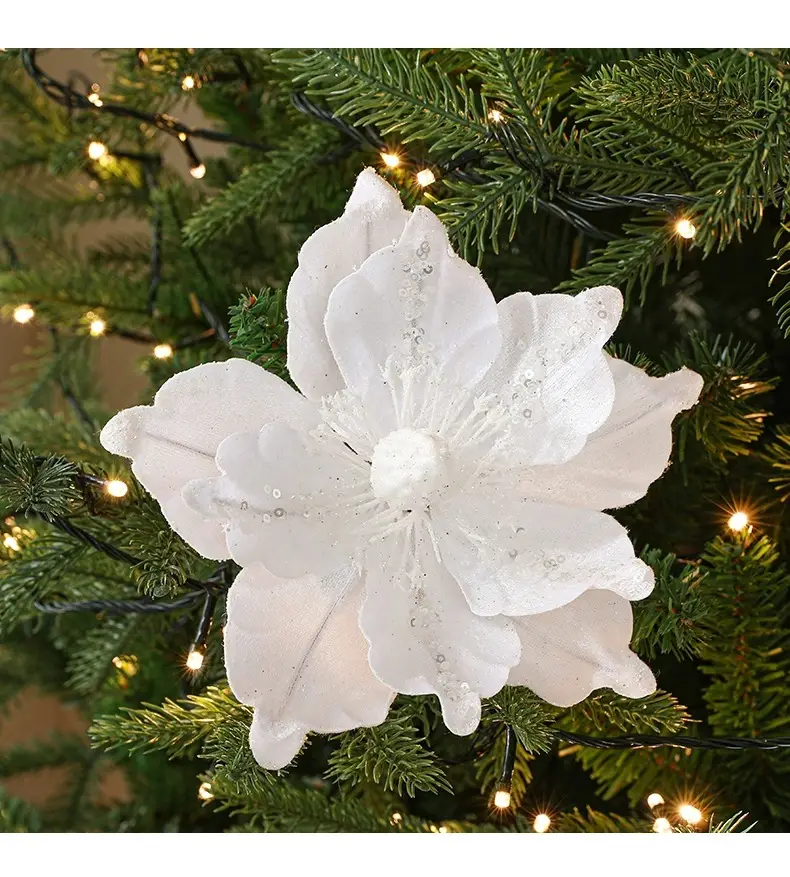 22cm White Christmas Flower Artificial Decoration — feature 8