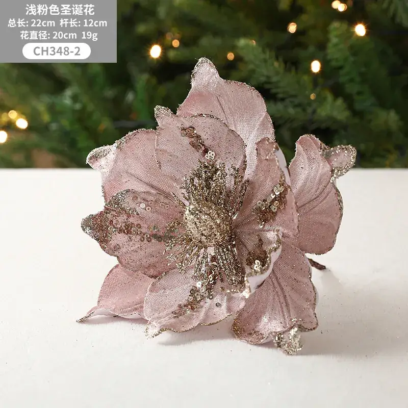 22cm White Christmas Flower Artificial Decoration - Image 2