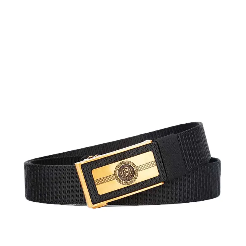 Men's Brown Leather Belt with Gold Buckle