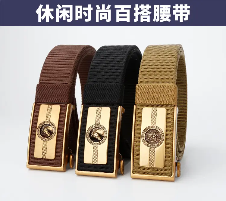 Men's Brown Leather Belt with Gold Buckle — feature 5