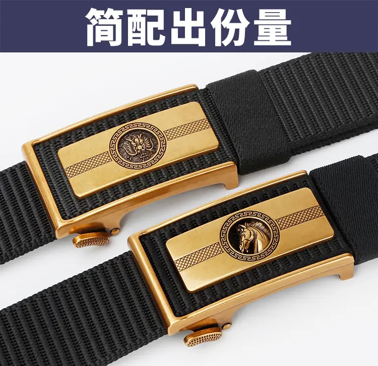 Men's Brown Leather Belt with Gold Buckle — feature 7