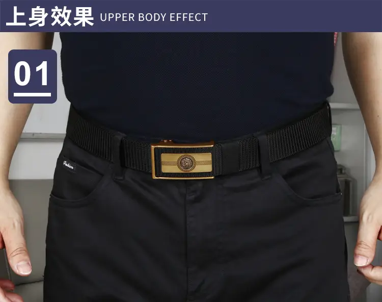 Men's Brown Leather Belt with Gold Buckle — feature 8