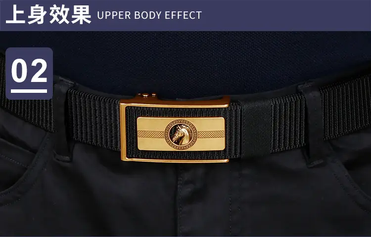 Men's Brown Leather Belt with Gold Buckle — feature 9