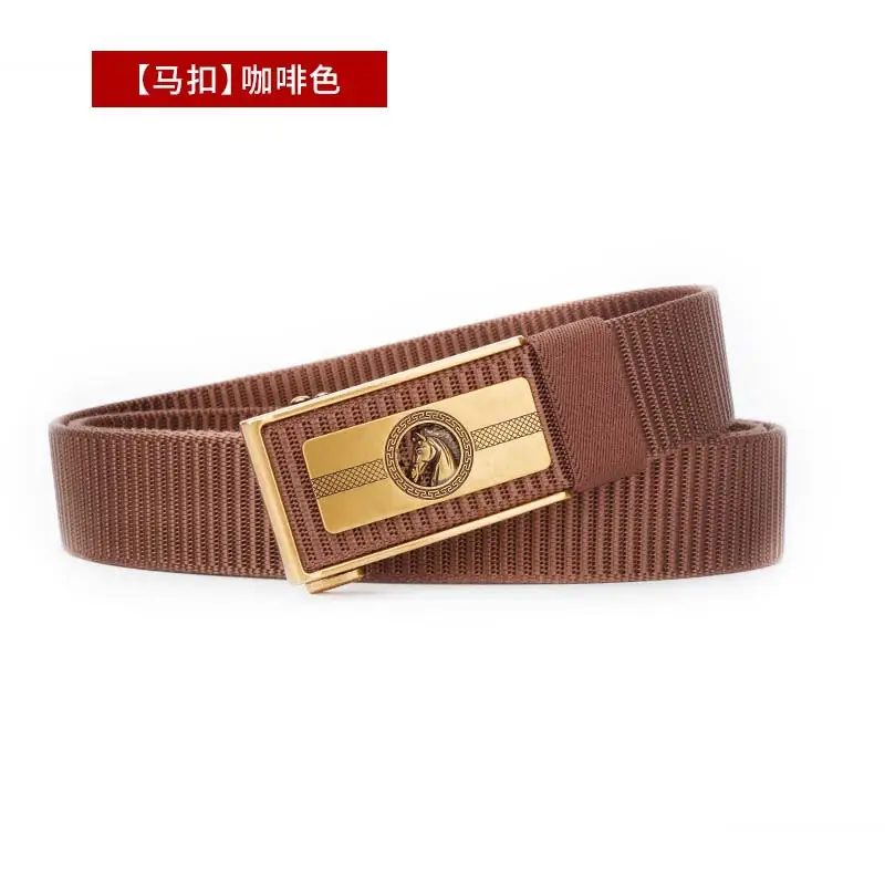 Men's Brown Leather Belt with Gold Buckle