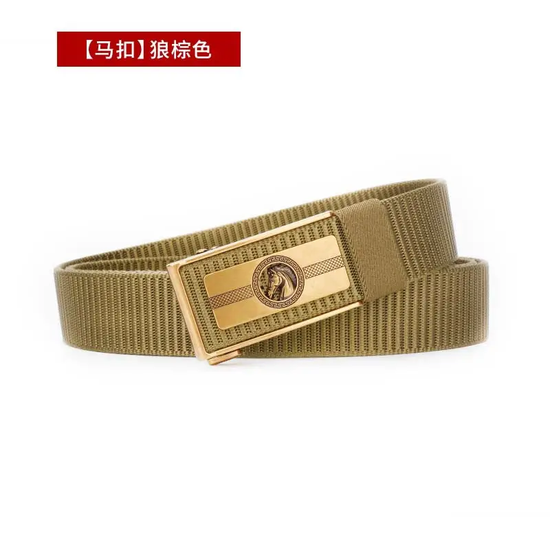 Men's Brown Leather Belt with Gold Buckle