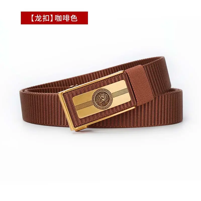 Men's Brown Leather Belt with Gold Buckle