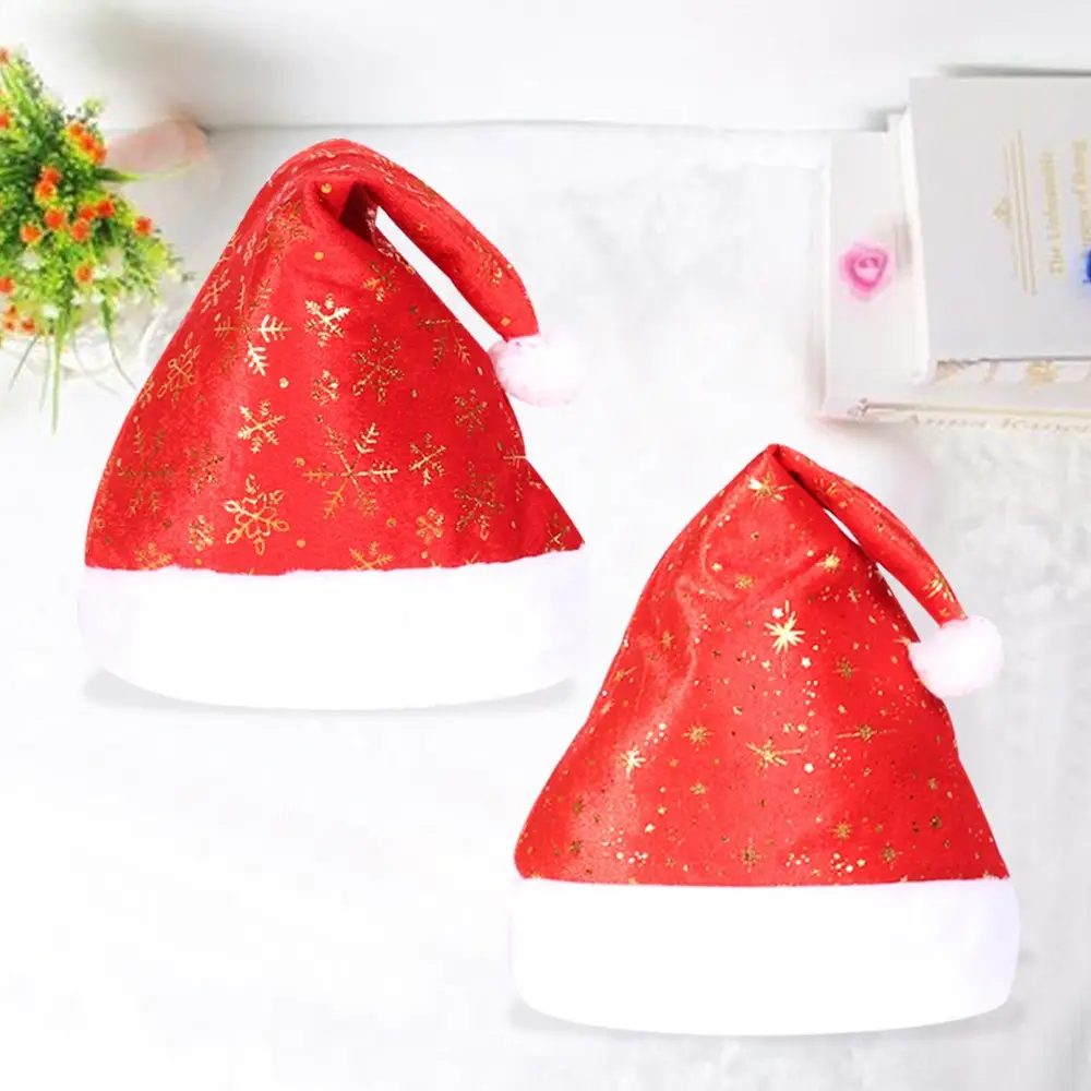 Christmas Santa Hat Red Gold Print with White Trim — feature 13