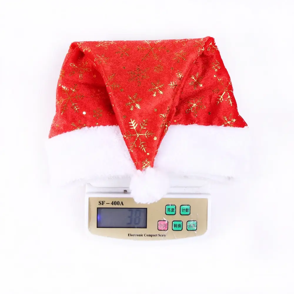 Christmas Santa Hat Red Gold Print with White Trim — feature 17