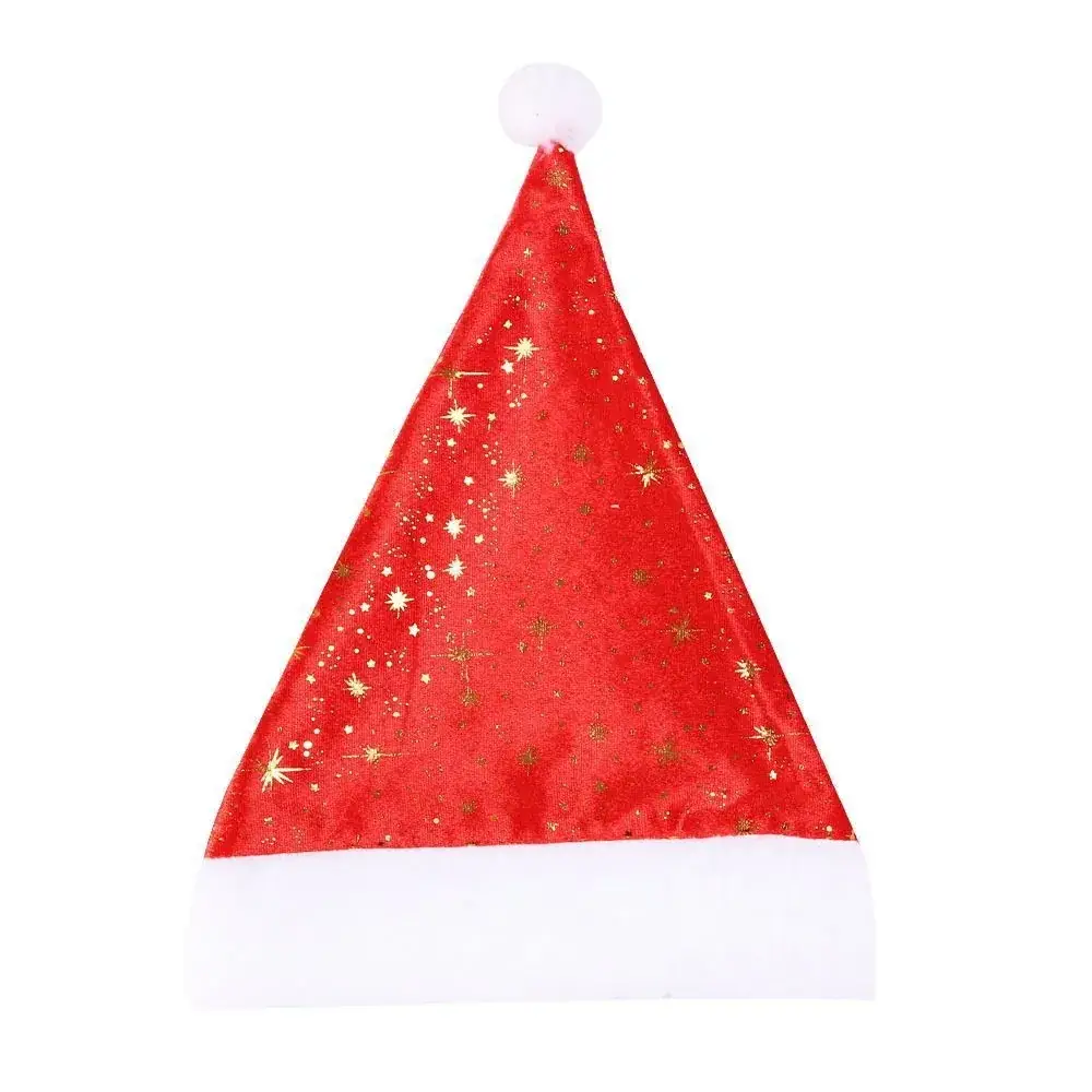 Christmas Santa Hat Red Gold Print with White Trim - Image 2