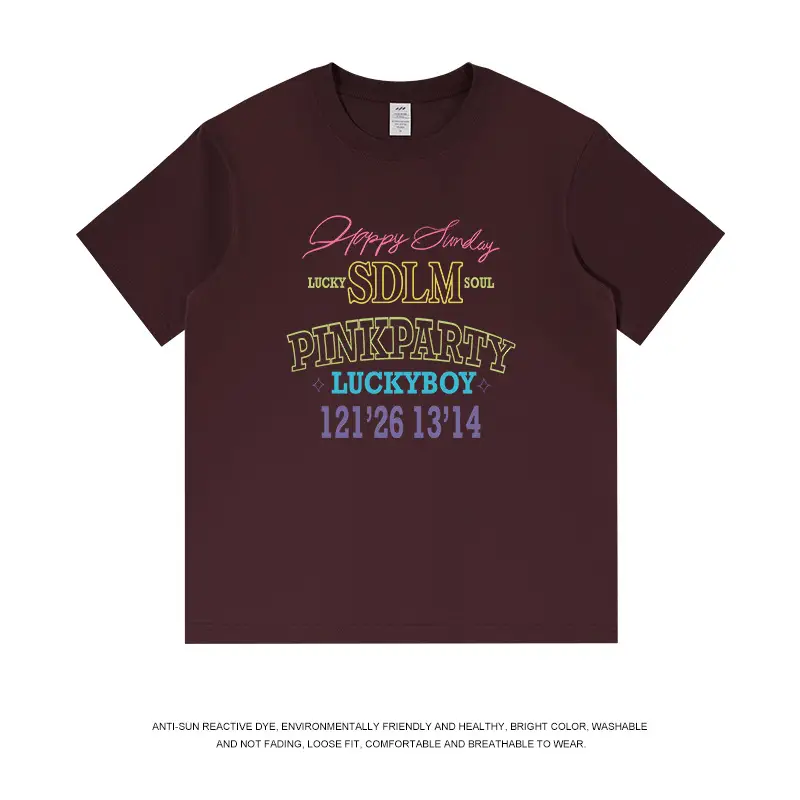 Teenager Pinkberry Lucky Boy T-Shirt Maroon Cotton