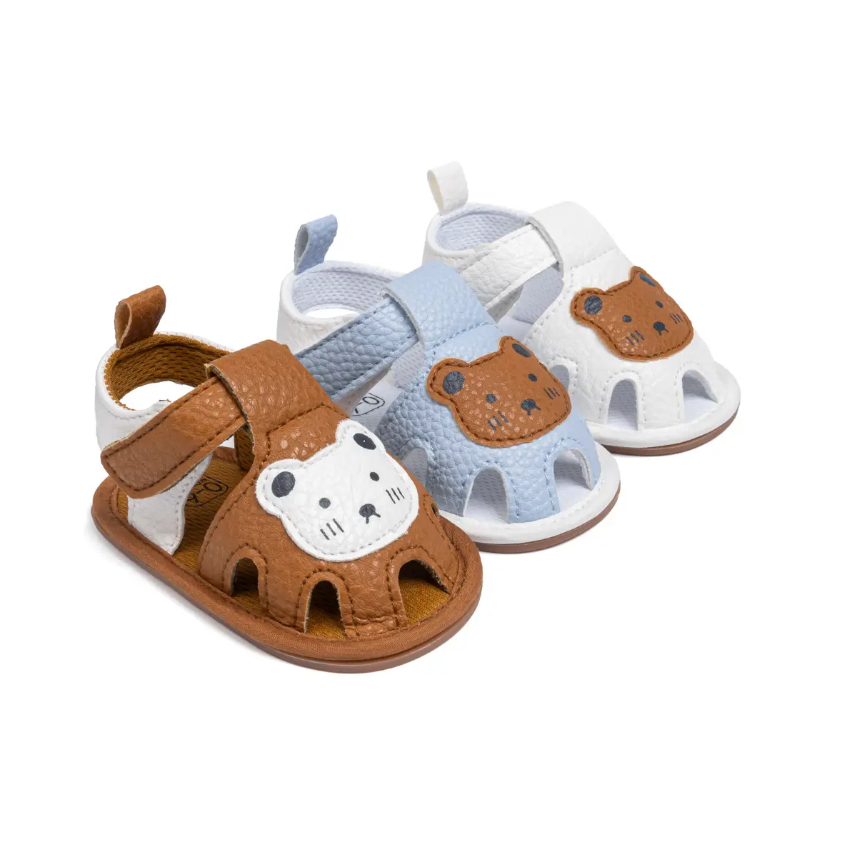 White Bear Pattern Baby Sandals Comfortable Soft Rubber Bottom