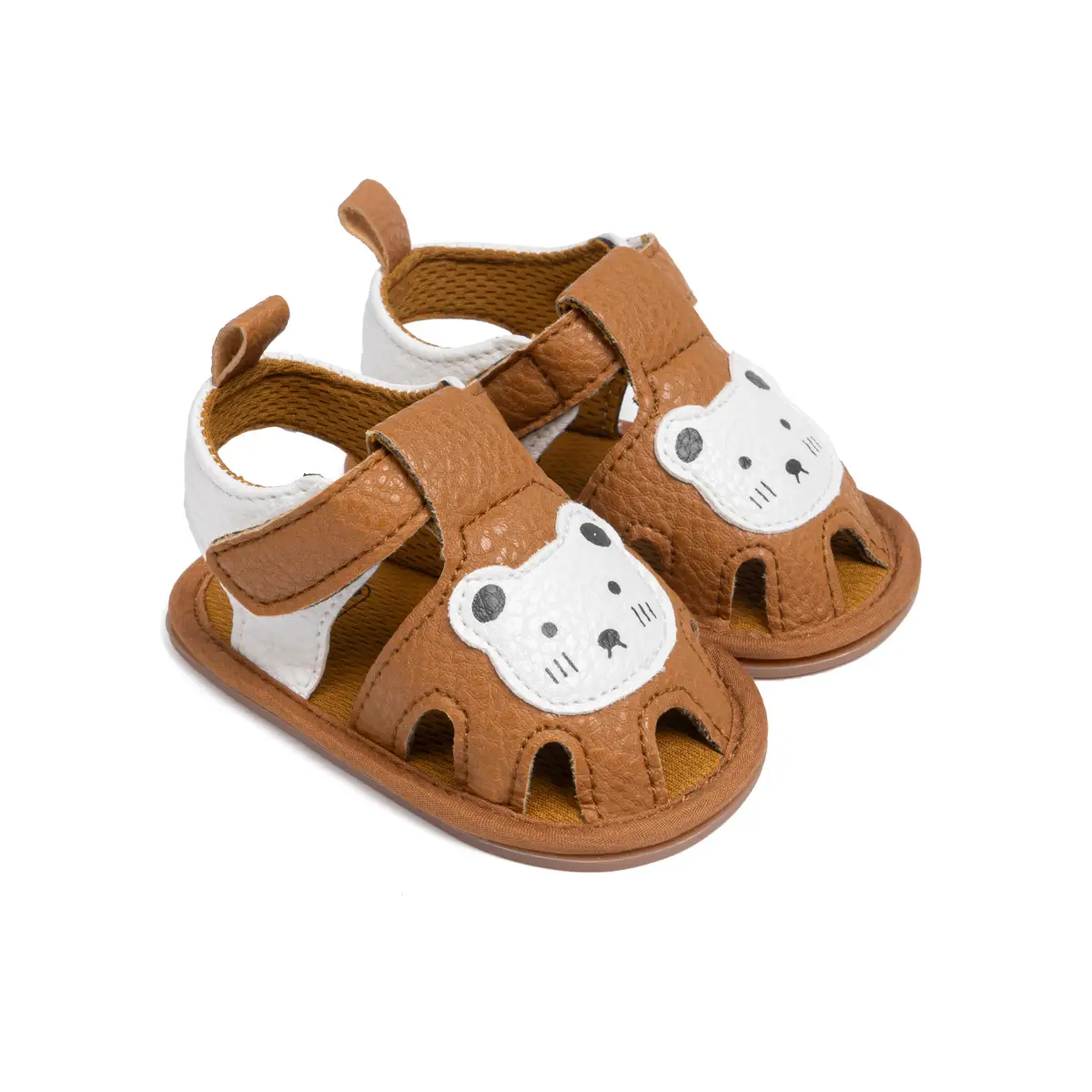 White Bear Pattern Baby Sandals Comfortable Soft Rubber Bottom