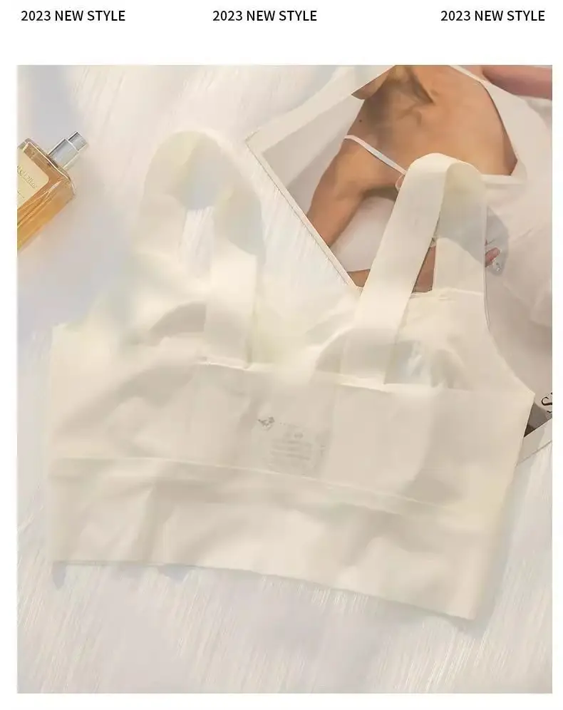 Summer Ultra-thin Cool-feeling No-trace Underwear Women's Beauty Vest-type No-steel Rings Large Chest Shown Small Breast Anti-drop Bra — feature 9