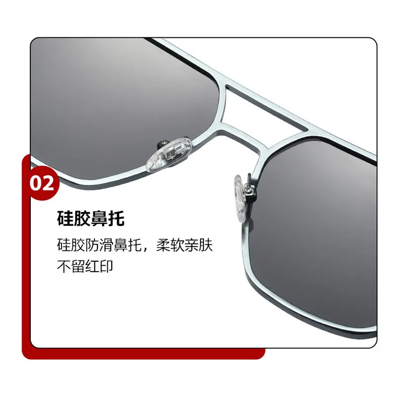 2024 Aluminum Polarized Sunglasses Black Frame Black镜片 - Image 10