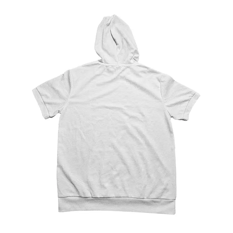 Men's Black Hooded Short Sleeve T-Shirt Solid Color — feature 27