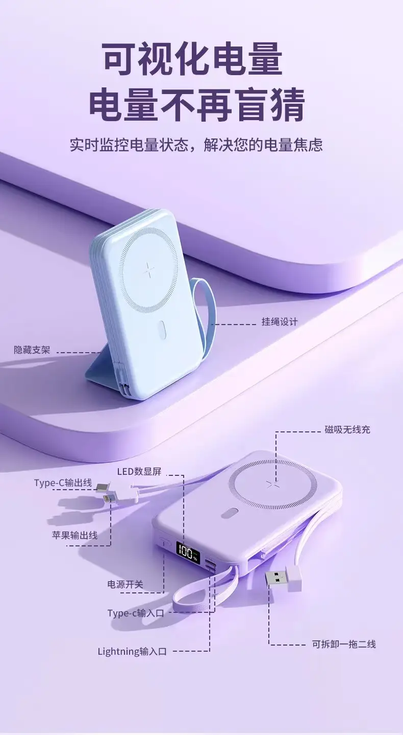 Wireless Magnetic Power Bank Magsafe Fast Charging Ultra-Thin Compact Portable with Stand Mobile Phone Power Bank Customization — feature 2