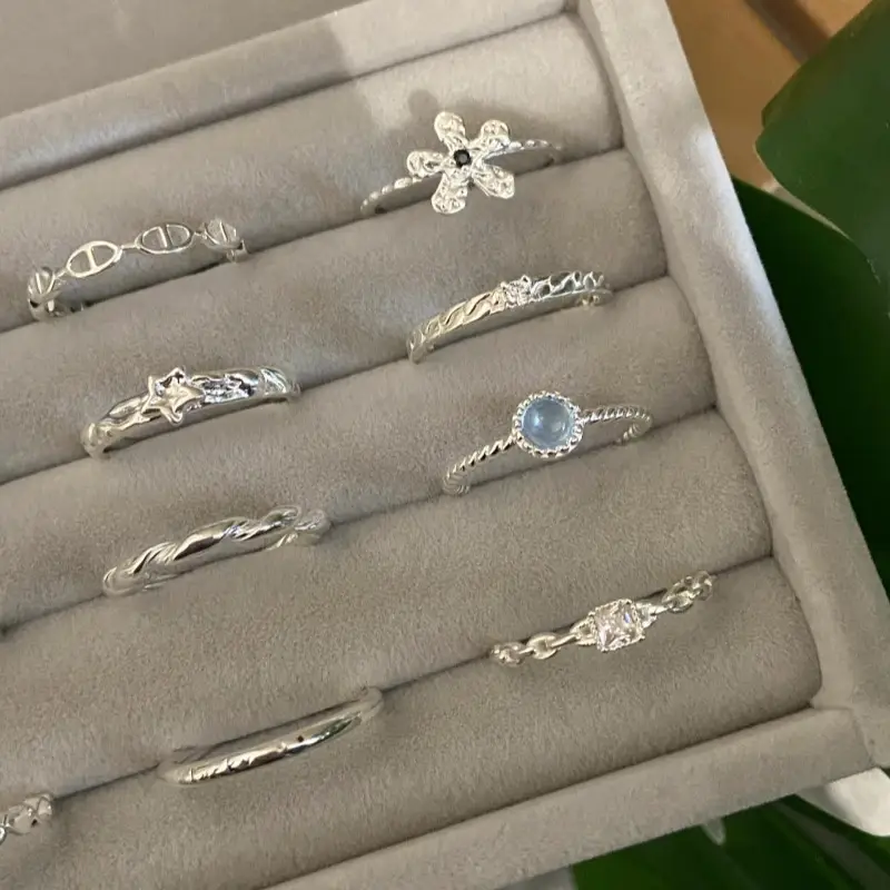 Korean New Product 925 Sterling Silver Plain Ring for Women, Light Luxury Niche Ins-Style High-End Adjustable Open Ring