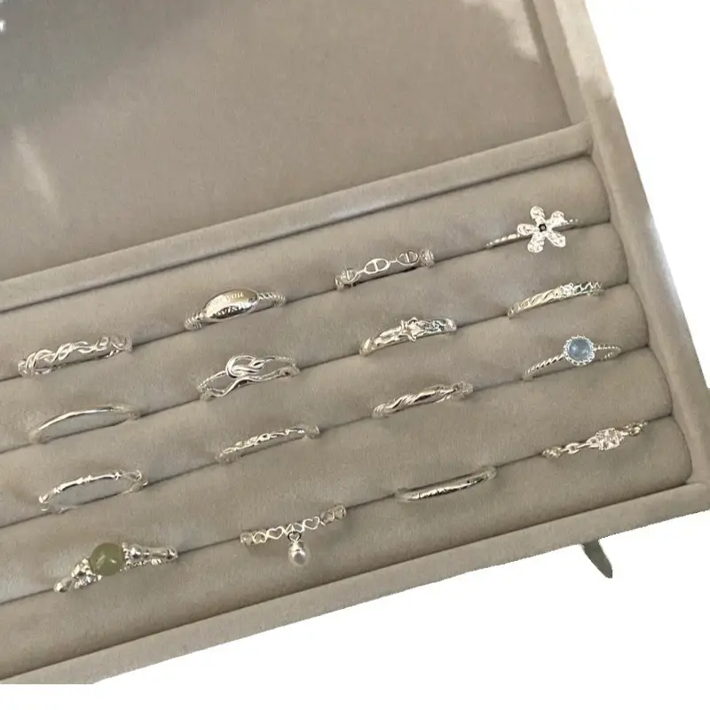 Korean New Product 925 Sterling Silver Plain Ring for Women, Light Luxury Niche Ins-Style High-End Adjustable Open Ring