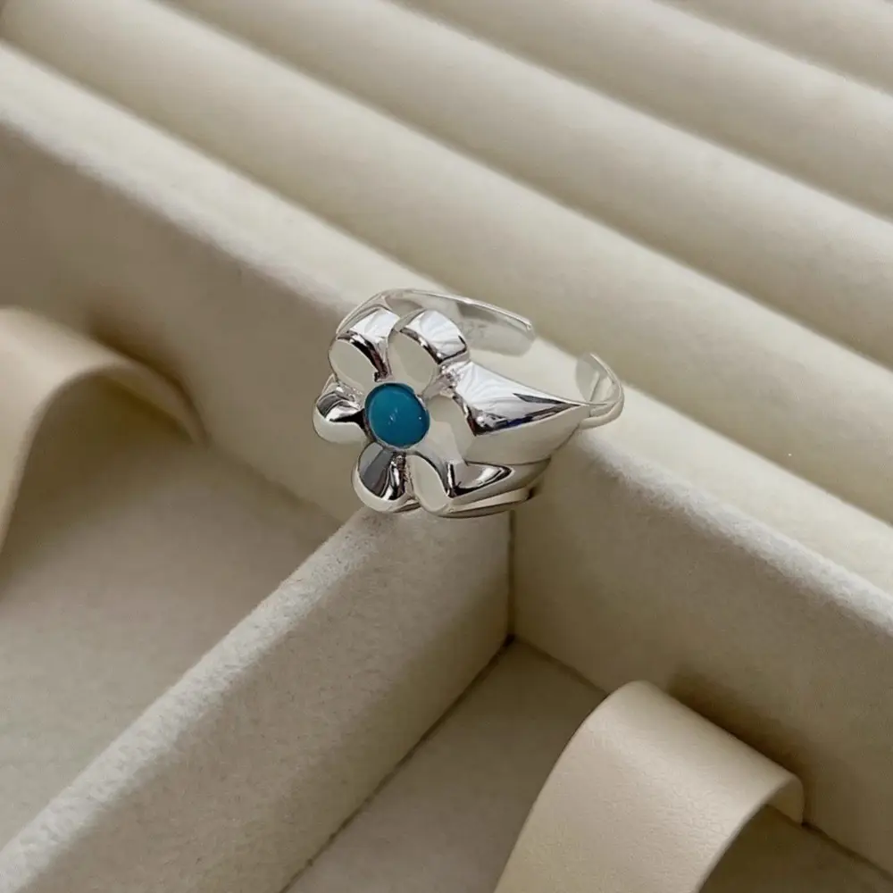 Korean New Product 925 Sterling Silver Plain Ring for Women, Light Luxury Niche Ins-Style High-End Adjustable Open Ring — feature 10