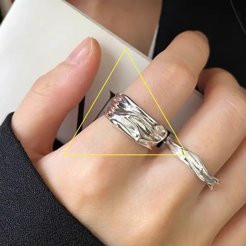 Korean New Product 925 Sterling Silver Plain Ring for Women, Light Luxury Niche Ins-Style High-End Adjustable Open Ring — feature 17