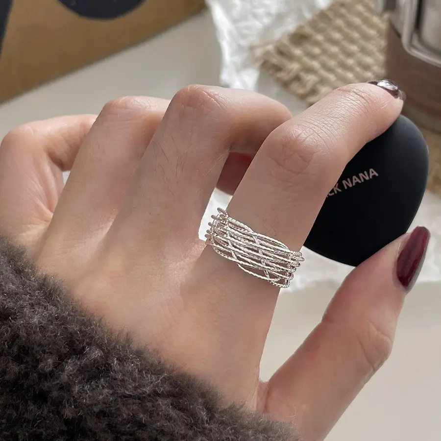 Korean New Product 925 Sterling Silver Plain Ring for Women, Light Luxury Niche Ins-Style High-End Adjustable Open Ring — feature 18