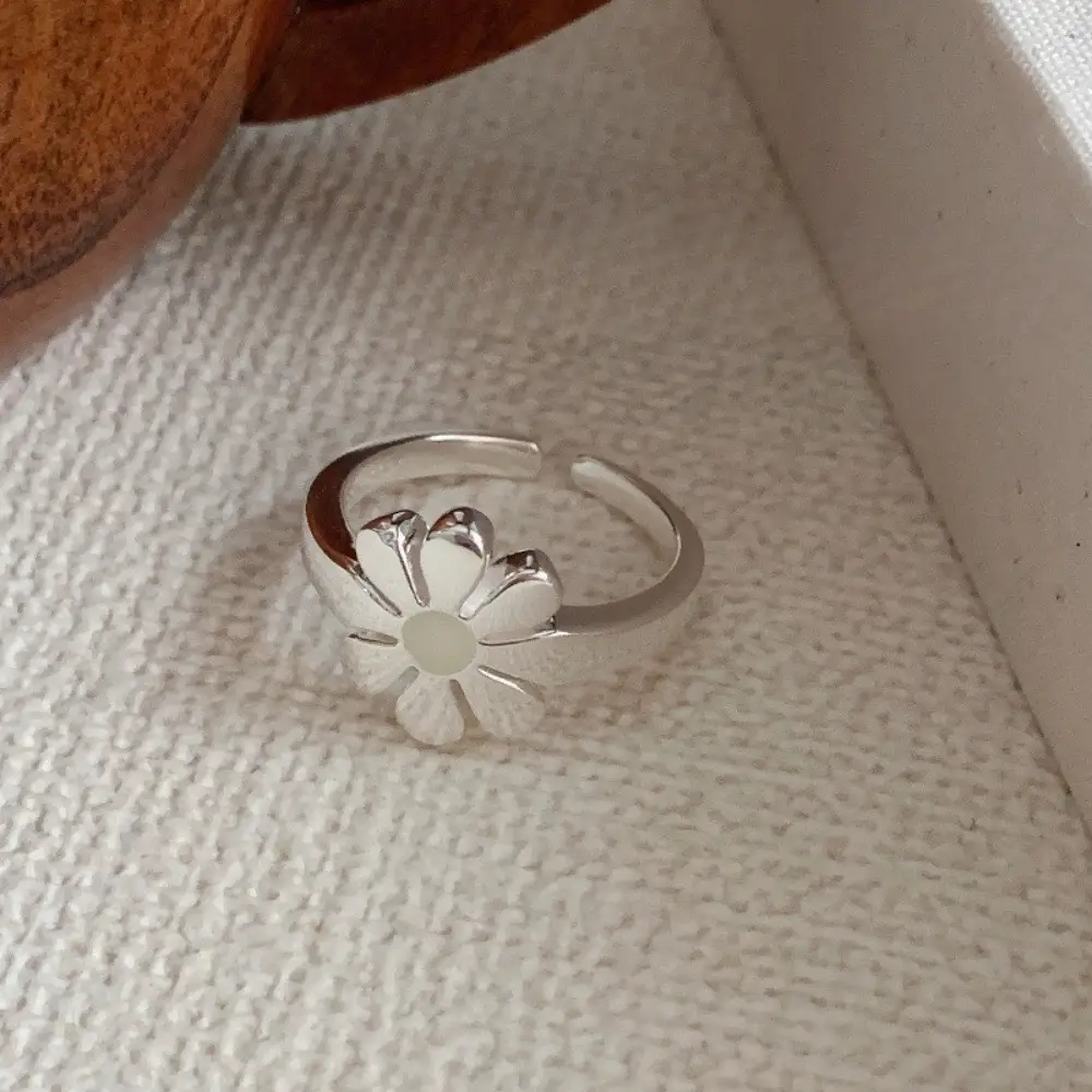 Korean New Product 925 Sterling Silver Plain Ring for Women, Light Luxury Niche Ins-Style High-End Adjustable Open Ring — feature 9