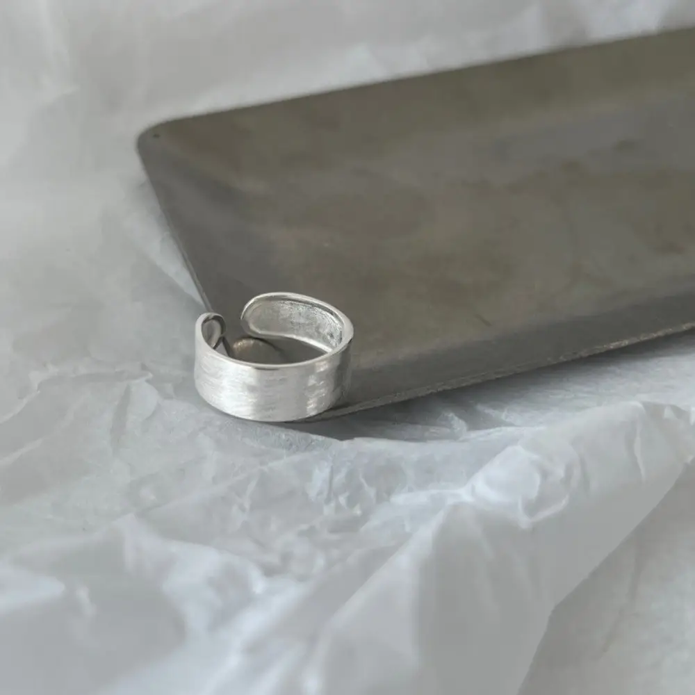 Korean New Product 925 Sterling Silver Plain Ring for Women, Light Luxury Niche Ins-Style High-End Adjustable Open Ring