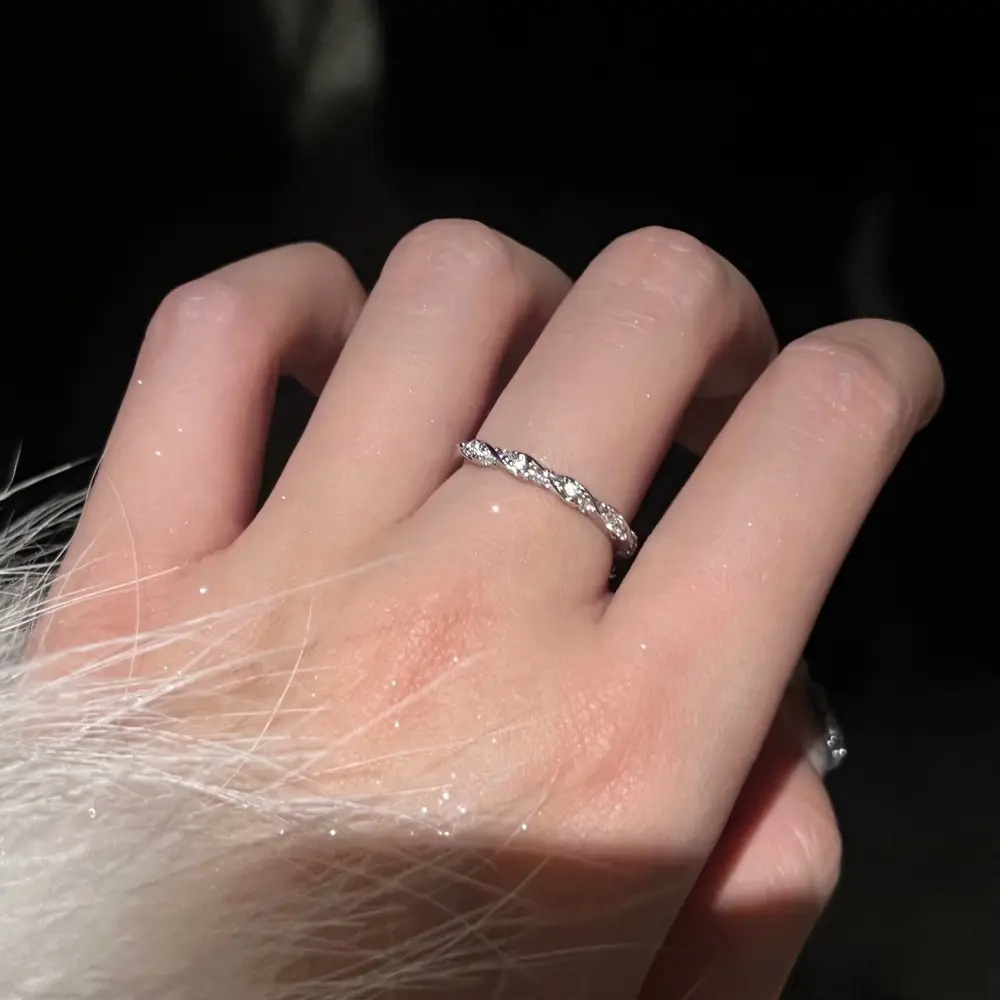 Korean New Product 925 Sterling Silver Plain Ring for Women, Light Luxury Niche Ins-Style High-End Adjustable Open Ring