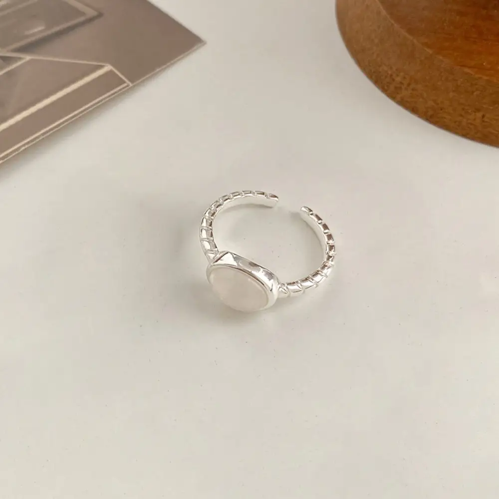 Korean New Product 925 Sterling Silver Plain Ring for Women, Light Luxury Niche Ins-Style High-End Adjustable Open Ring