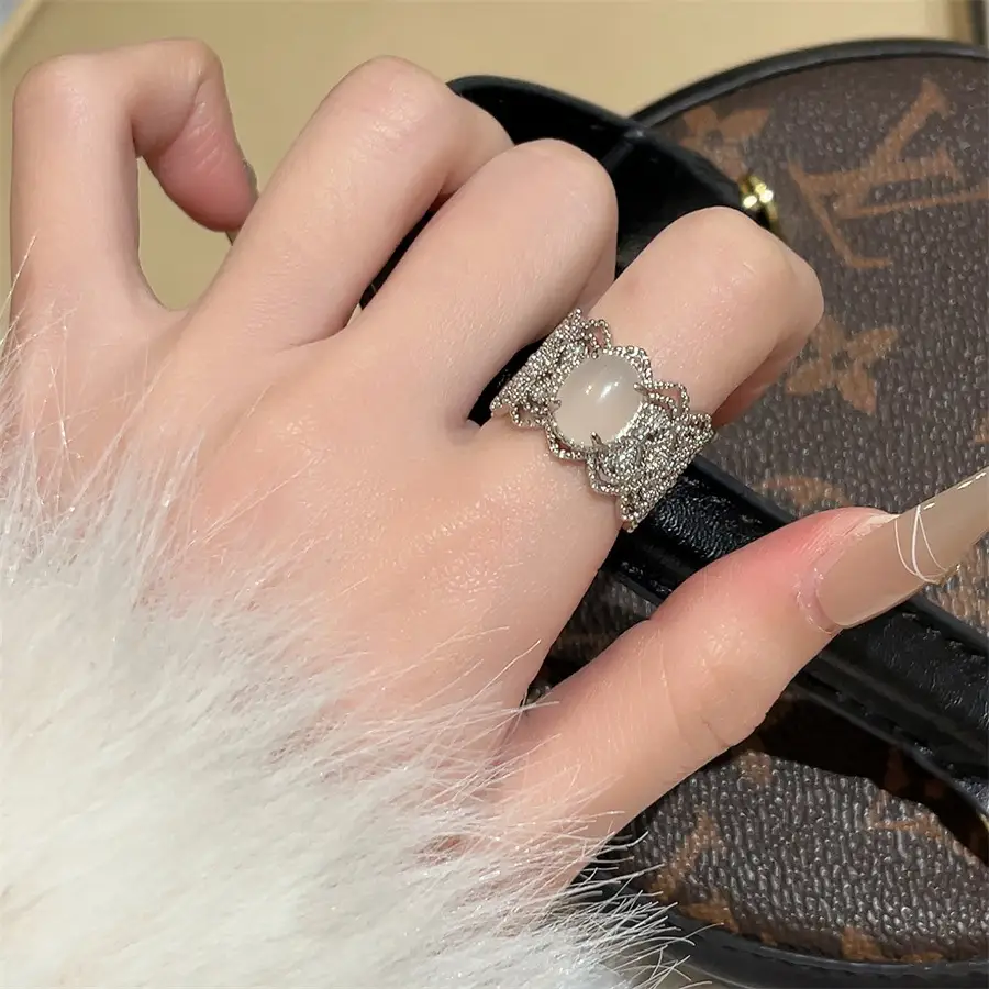 Korean New Product 925 Sterling Silver Plain Ring for Women, Light Luxury Niche Ins-Style High-End Adjustable Open Ring