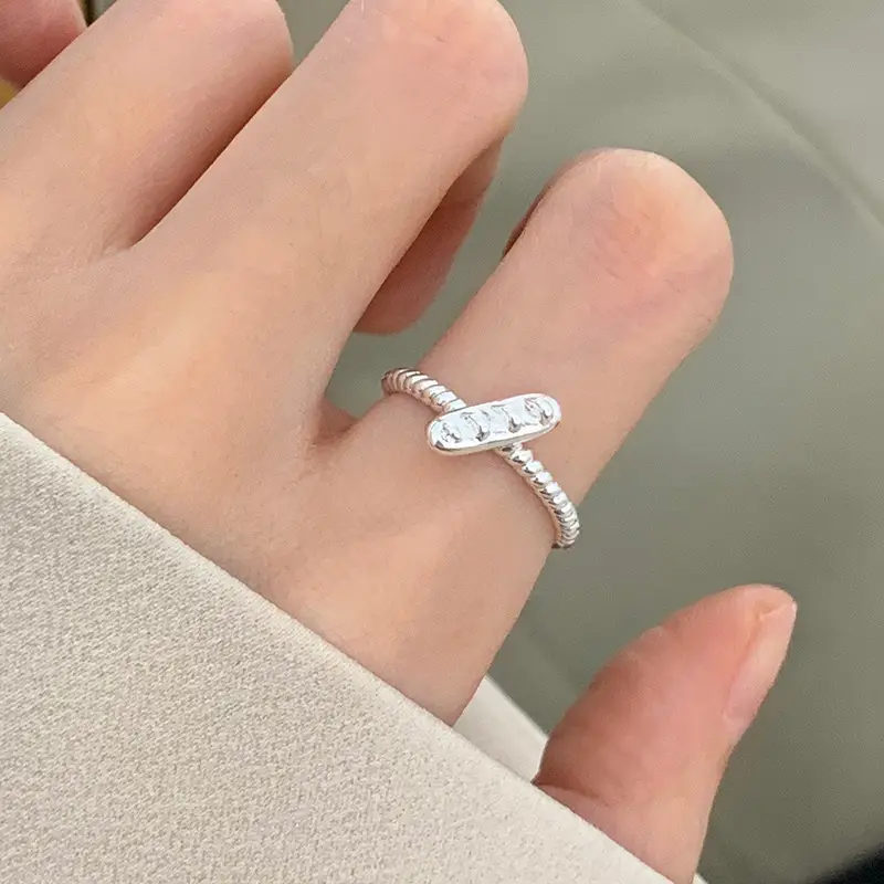 Korean New Product 925 Sterling Silver Plain Ring for Women, Light Luxury Niche Ins-Style High-End Adjustable Open Ring