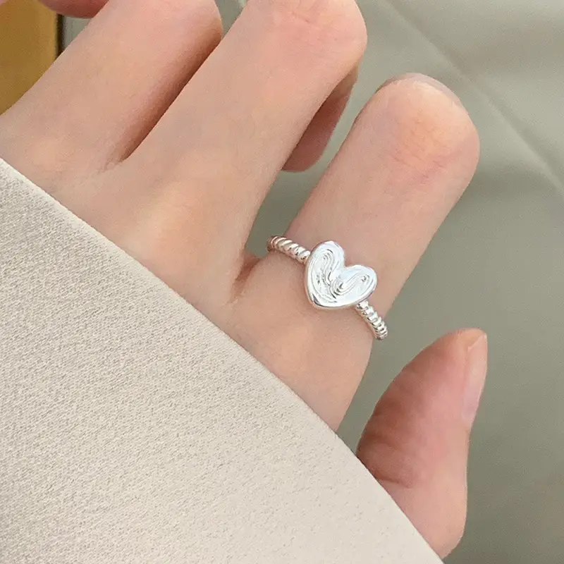 Korean New Product 925 Sterling Silver Plain Ring for Women, Light Luxury Niche Ins-Style High-End Adjustable Open Ring