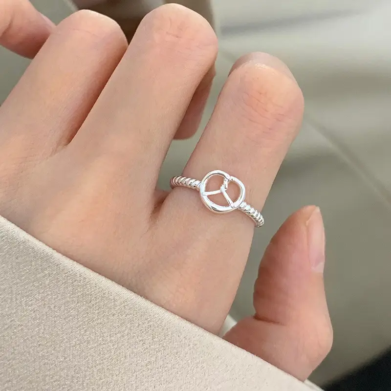 Korean New Product 925 Sterling Silver Plain Ring for Women, Light Luxury Niche Ins-Style High-End Adjustable Open Ring