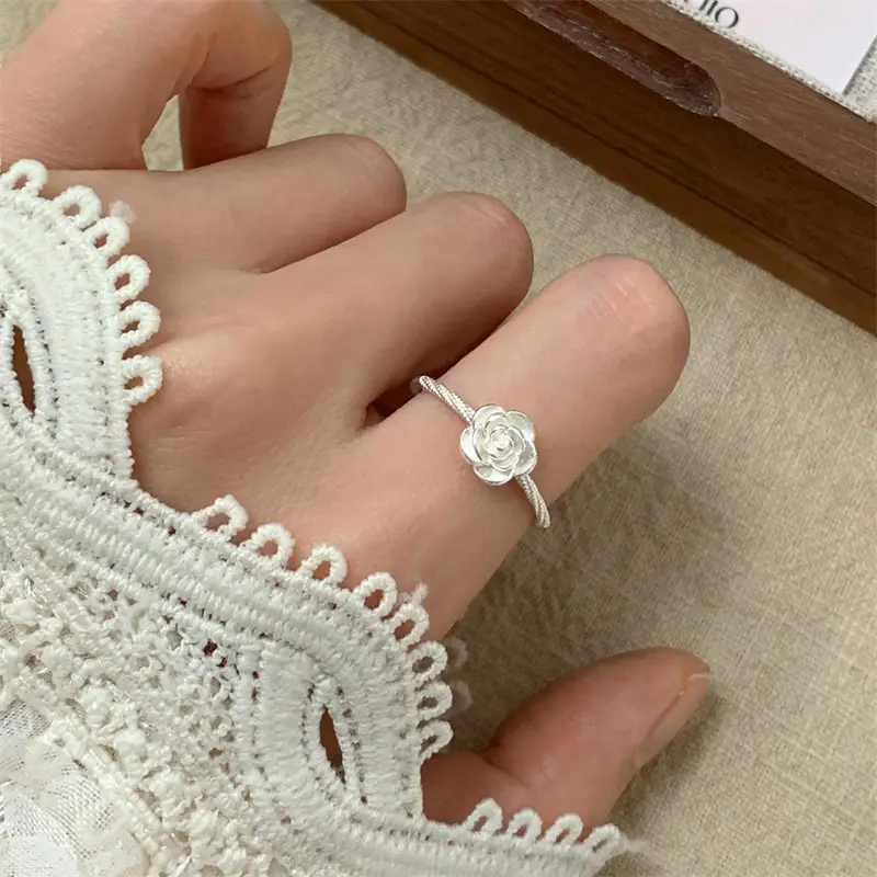 Korean New Product 925 Sterling Silver Plain Ring for Women, Light Luxury Niche Ins-Style High-End Adjustable Open Ring