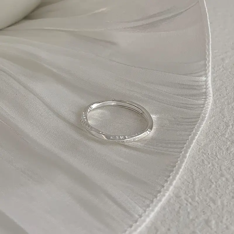 Korean New Product 925 Sterling Silver Plain Ring for Women, Light Luxury Niche Ins-Style High-End Adjustable Open Ring