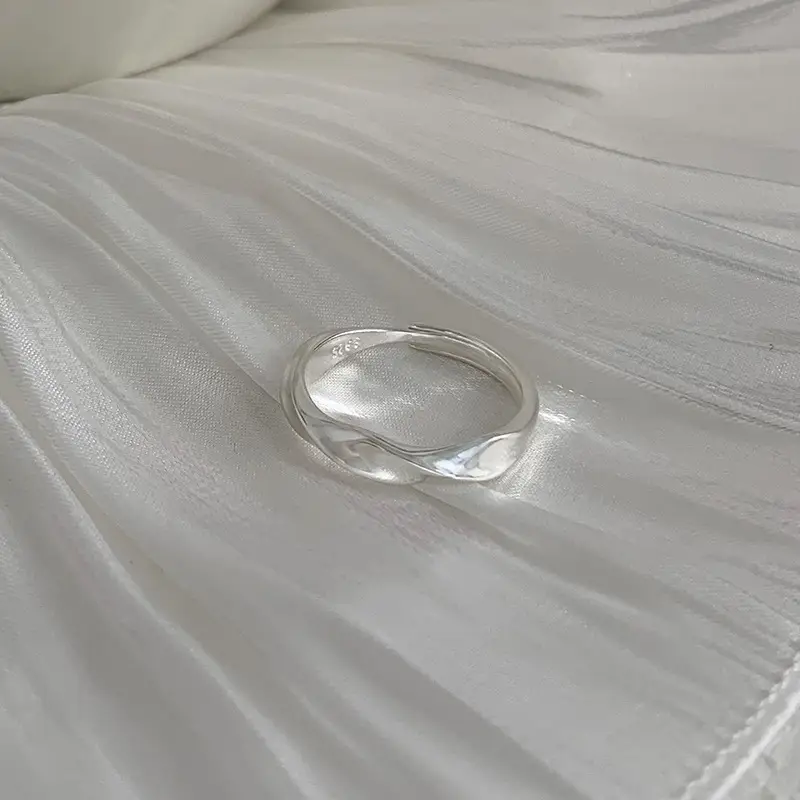 Korean New Product 925 Sterling Silver Plain Ring for Women, Light Luxury Niche Ins-Style High-End Adjustable Open Ring